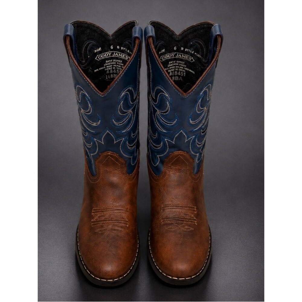 Cody James Brown & Blue Western Cowboy Boots Men’s Size 6D Leather Like New